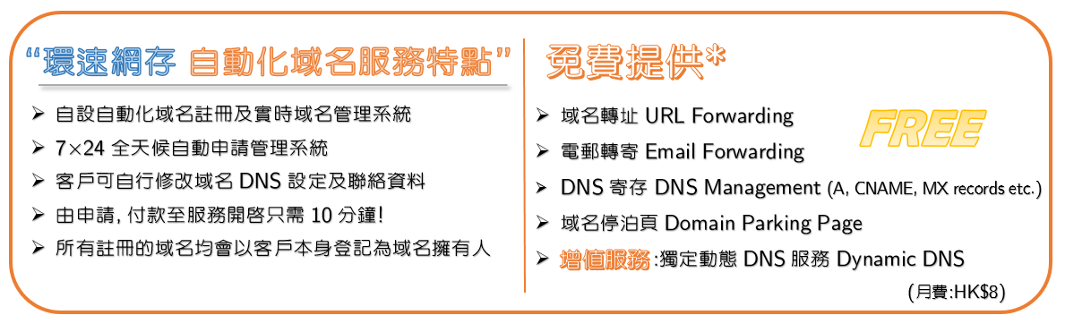 Web Hosting 環速網存 Hosting Speed 網頁寄存 Domain Name 域名 Email Hosting Hkdnr